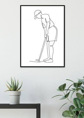 Poster Golfspelare Lineart 2