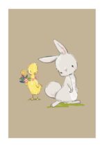 Poster Kanin kyckling blommor 1