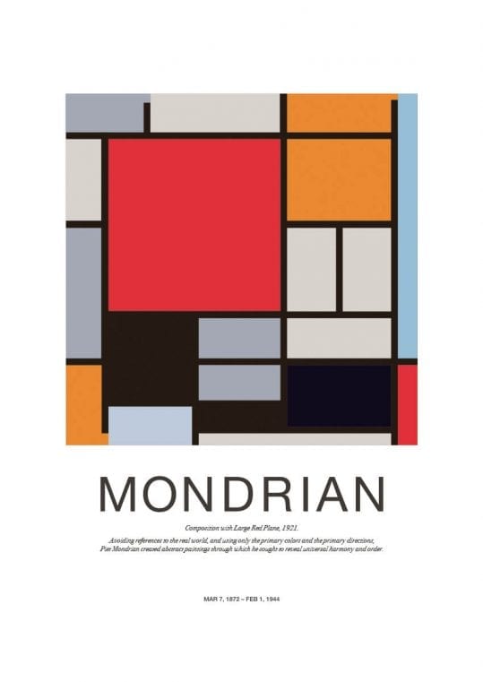 Poster Mondrian Composition Large Red 1