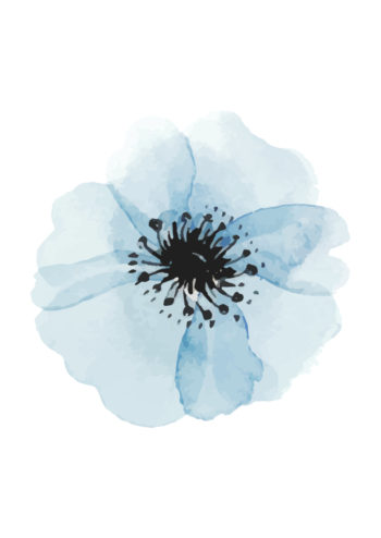 Poster Blå blomma vattenfärg 1