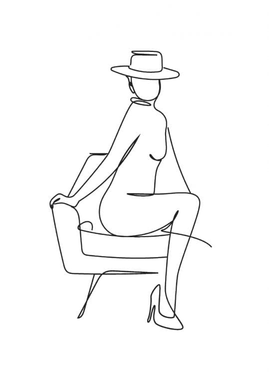 Poster Sitting lady Lineart 1