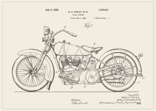 Poster Harley Davidsson Motorcykel patent 1