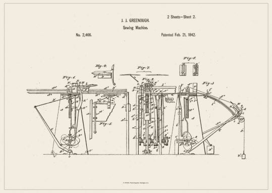 Poster Symaskin Gammal patent 1