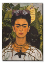 Canvas Frida Kahlo Självporträtt med katt 1