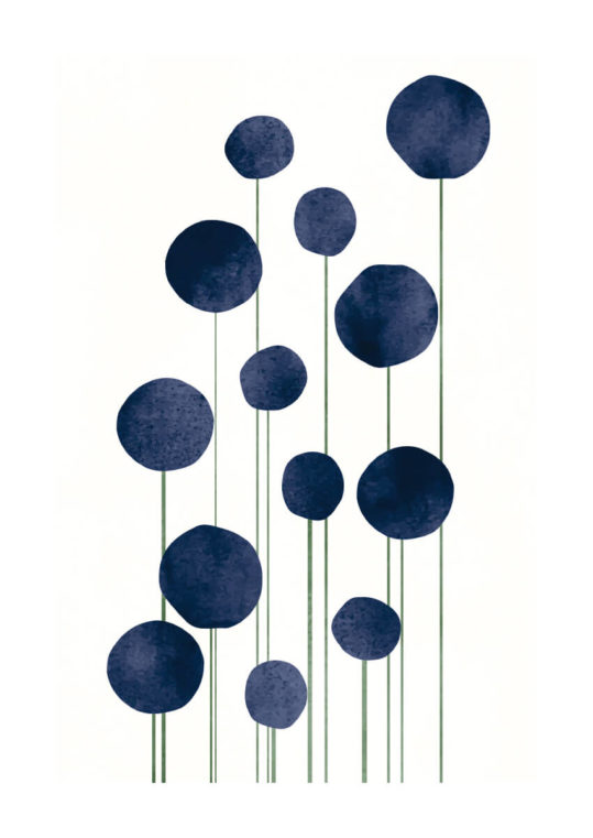 - Kubistika PosterBlue Waterflowers 1