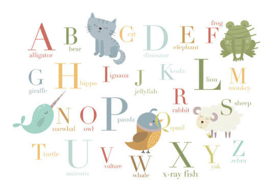 Poster Alphabet English Animal names 1