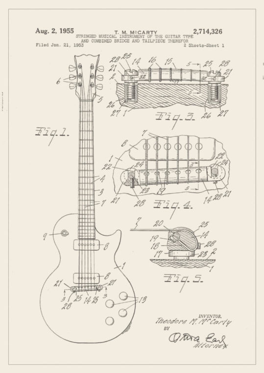 Poster Gibson gitarr patent 1