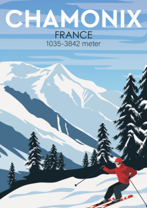 Poster Chamonix Vintage skidaffisch 1