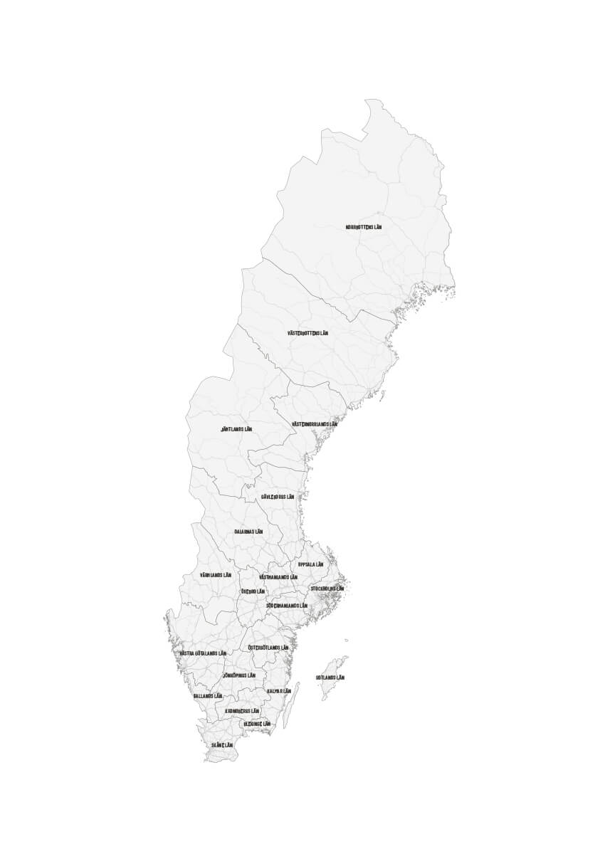 Sverigekarta med län Poster - Posterland