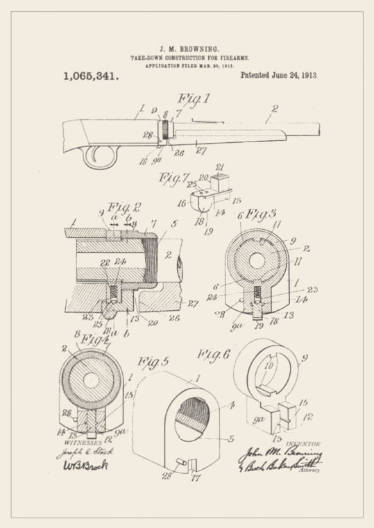 Poster Patent Browning Gevär 1