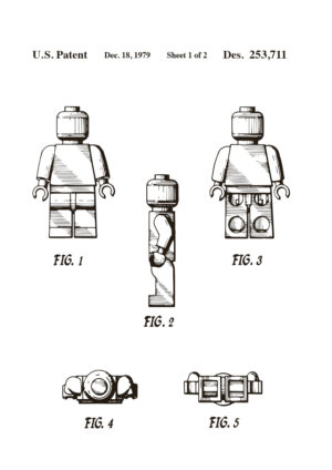Poster Lego man patent black and white 1
