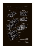 Poster Lego brick patent black white 1