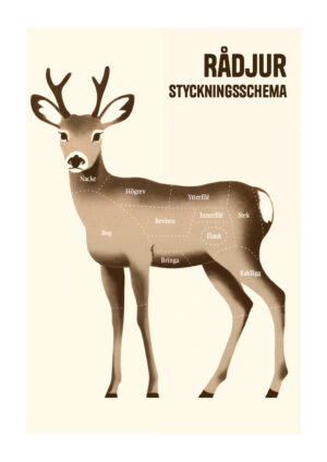 Poster Rådjur Styckningsschema svenska 1