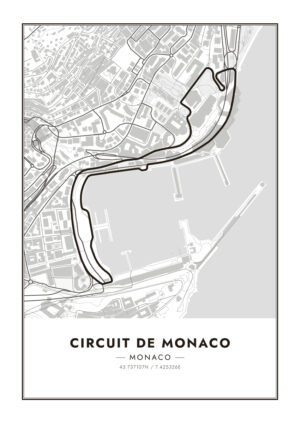 Poster Circuit de Monaco white Formula 1 1