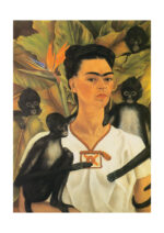 Poster Frida Kahlo självporträtt med apor 1
