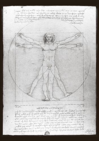 Poster Vitruvian Man - Leonardo da Vinci Svartvit 1