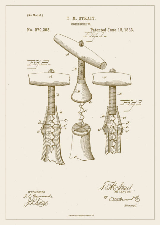 Poster Korkskruv patent 1