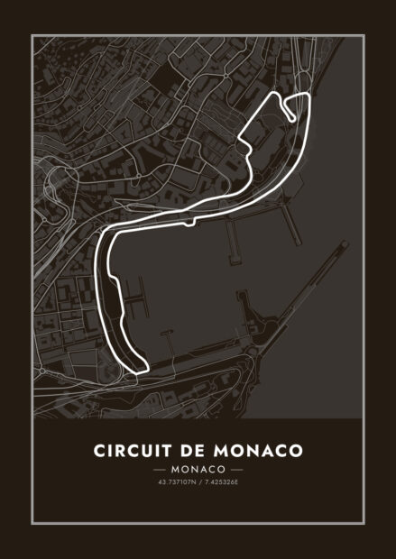 Poster Circuit de Monaco black F1 1