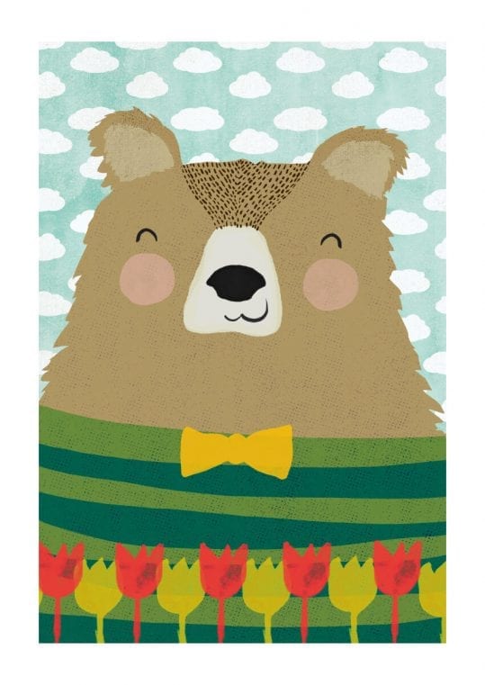 Poster Bear in green stripes 1